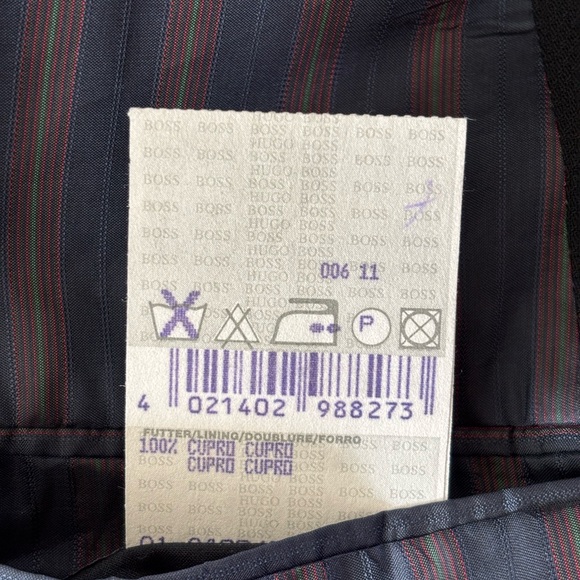 BOSS Hugo Boss Men's Classic Virgin Wool Sport Black Blazer HB Embroidered Crest - Picture 11 of 15